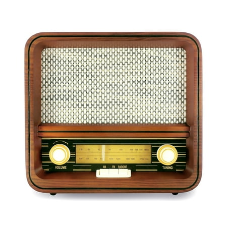 Fuse RAD Vintage Wood Retro Radio | AM/FM Radio with Bluetooth Wireless Charger & AUX Input | Mid Century Modern Style | Handcrafted Ashtree Wood