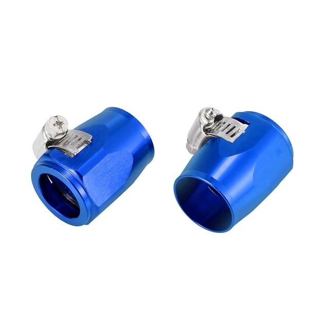 2 Piezas AN14 Hexagonal Manguera Acabadora Abrazadera Adaptador Montaje Azul para Coche