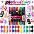 thumbnail image 6 of 12Pcs 24 Colors Dual-End Nail Art Pens Set, Precision Tip Nail Painting Pens for Drawing & Detailing, Portable & Travel-Friendly DIY Manicure Tool, Gift for Women, 15ml Each, 6 of 8