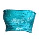 thumbnail image 2 of Top de tubo con lentejuelas para mujer, sin tirantes, elástico, para baile de verano, ropa de fiesta brillante Azul, 2 of 7