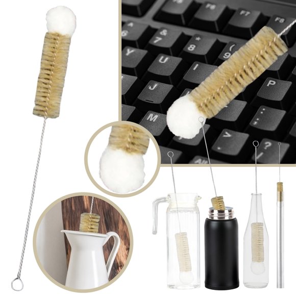 Long Handle Tube Cleaning Brush with Flexible Stainless Steel Shaft for Narrow Bottles Test Tubes and Small Kitchen Appliances