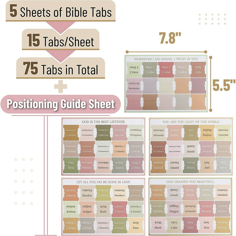 Mr. Pen- Bible Tabs, 75 Tabs, Boho Theme, Laminated Bible Tabs for Women and Men