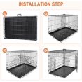 thumbnail image 6 of 42 inch Dog Crate for Medium Large Dogs Folding Metal Dog Cage Kennel Double Door Pet Crate with Divider and Tray, Black, 6 of 9