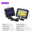 thumbnail image 5 of Lámpara Solar Exterior Pared Sensor 2pc 100led 3modos+remoto Color Negro, 5 of 5