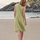 thumbnail image 3 of Vestido sin mangas estampado de lino para mujer: largo hasta la rodilla, estampado floral, bolsillos, ropa de verano para la playa., 3 of 7