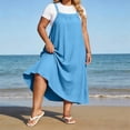 thumbnail image 4 of XiYing Robes Décontractées pour Femmes, Robe Maxi Décontractée de Mode pour Femmes Grande Taille à Encolure Carrée avec Boutons, Bretelles, Dos Plissé et Détails de Buste,, 4 of 8