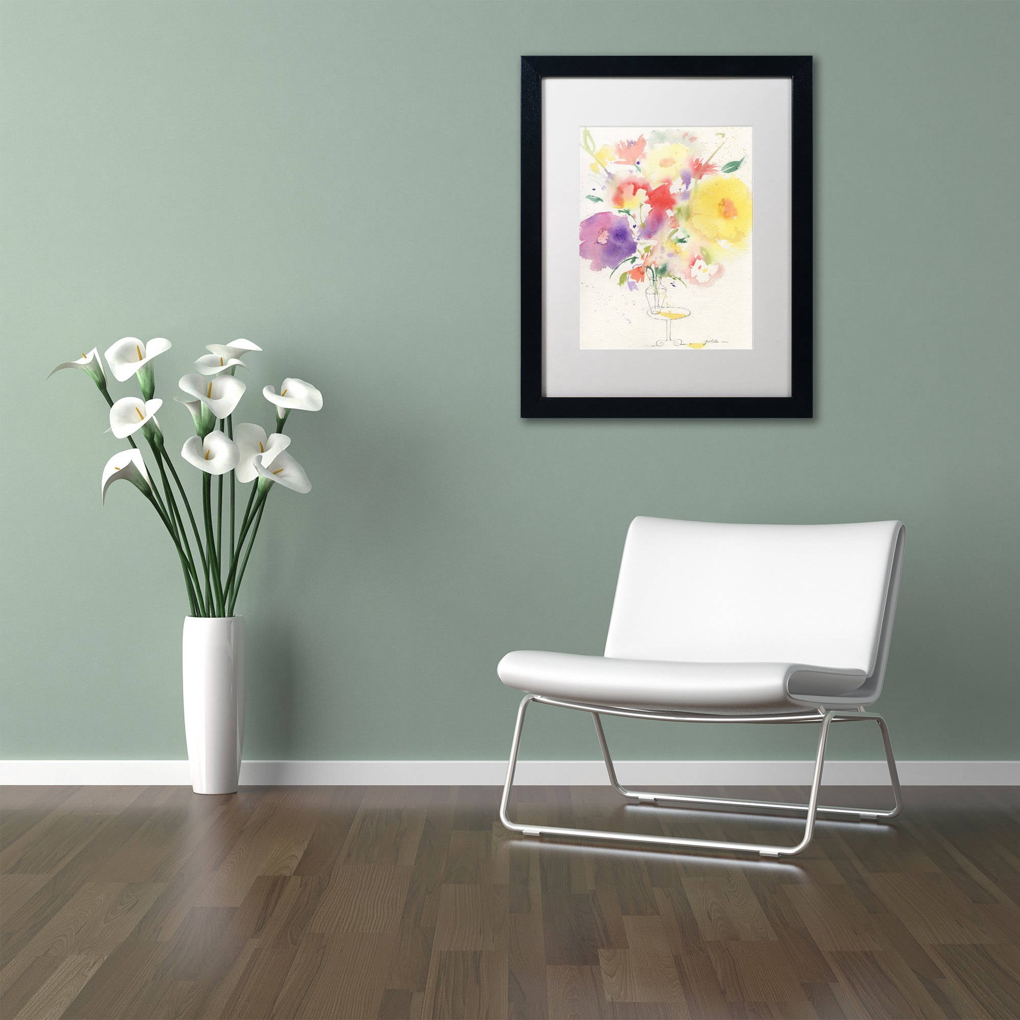 Trademark Fine Art 'Holiday Bouquet' Canvas Art by Sheila Golden, White Matte, Black Frame