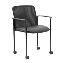 Boss Office Products Mesh Guest Chair with Casters in Black