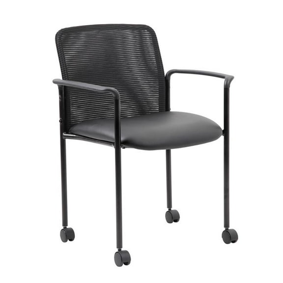 Boss Office Products Mesh Guest Chair with Casters in Black