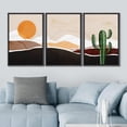 thumbnail image 3 of IDEA4WALL Framed Canvas Print Wall Art Set of 3 Mid-Century Desert Dune Cactus Landscape Abstract Nature Illustrations Modern Art Nordic Zen Decorative for Home Decor - Black 24"x36"x3, 3 of 5