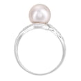 thumbnail image 4 of 9ct White Gold Jewelco London Diamond Pearl 7.8mm Twist Full Moon Dress Ring, 4 of 7
