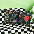 thumbnail image 3 of Outdoor Waterproof Spring Summer Pillow Covers 18x18 Inch Set of 4 Floral Farmhouse Throw Pillows Decorative Cushion Cases for Outdoor Couch Sofa Patio Furniture Home Decoration Black, 3 of 6