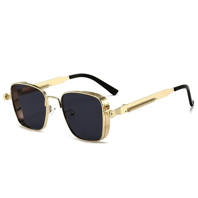 Typpkmm New Sunglasses Men Driving Sunglasses Retro Spring Leg Driving Outdoor Sports Metal Rectangular Decorative Glasses Women Uv400
