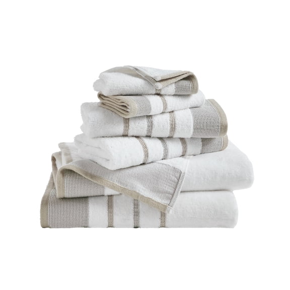 Luxurious Soft Cotton Decorative 6 Piece Towel Set, Glacier Grey / Cappuccino