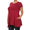 thumbnail image 2 of Women's trendy style casual solid short sleeve side pocket tunic top., 2 of 4