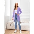 thumbnail image 4 of CALIPESSA Drop Shoulder Cable Knit Pocket Patched Casual Long Sleeve Purple Cardigan For Womens, 4 of 5