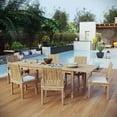 thumbnail image 2 of Modern Contemporary Urban Design Outdoor Patio Balcony Garden Furniture Side Dining Chair and Table Set, Wood, White Natural, 2 of 9