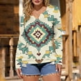 thumbnail image 5 of Staron Women's Casual Retro Western Print Short Sleeve T-Shirt Round Neck Loose Blouse Top, Khaki XL, 5 of 5