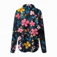 thumbnail image 5 of Towmus Women Hawaiian Shirts Oversized Floral Printed Lapel Neck Button Down Long Sleeve Fall Tunic Tops Casual Cardigan Shirt, 5 of 5