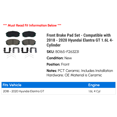 thumbnail image 2 of Front Brake Pad Set - Compatible with 2018 - 2020 Hyundai Elantra GT 1.6L 4-Cylinder 2019, 2 of 2