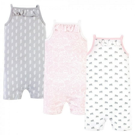 UPC: 0660168526523 | Hudson Baby Infant Girl Cotton Rompers 3pk  Elephant  3-6 Months