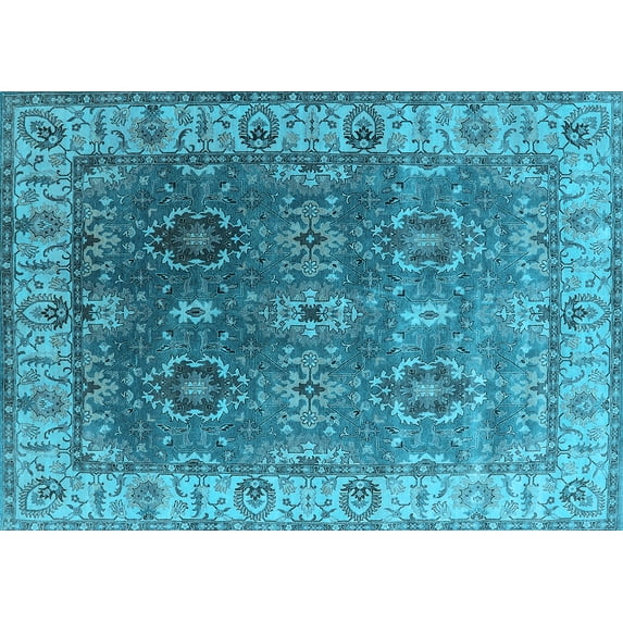 Ahgly Company Indoor Rectangle Oriental Light Blue Industrial Area Rugs, 8' x 10'