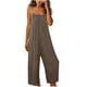 thumbnail image 3 of TaTaai Women Fashion Solid Color Backless Cami Jumpsuit Long Cotton Linen Casual Wear Ladies Fitness Daily Lounge Wear Breathable No Fading Versatile Outfit Gift, 3 of 6