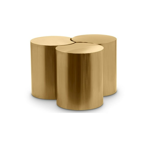 Meridian Furniture Dimple 3 Piece Gold Iron Metal Coffee Table