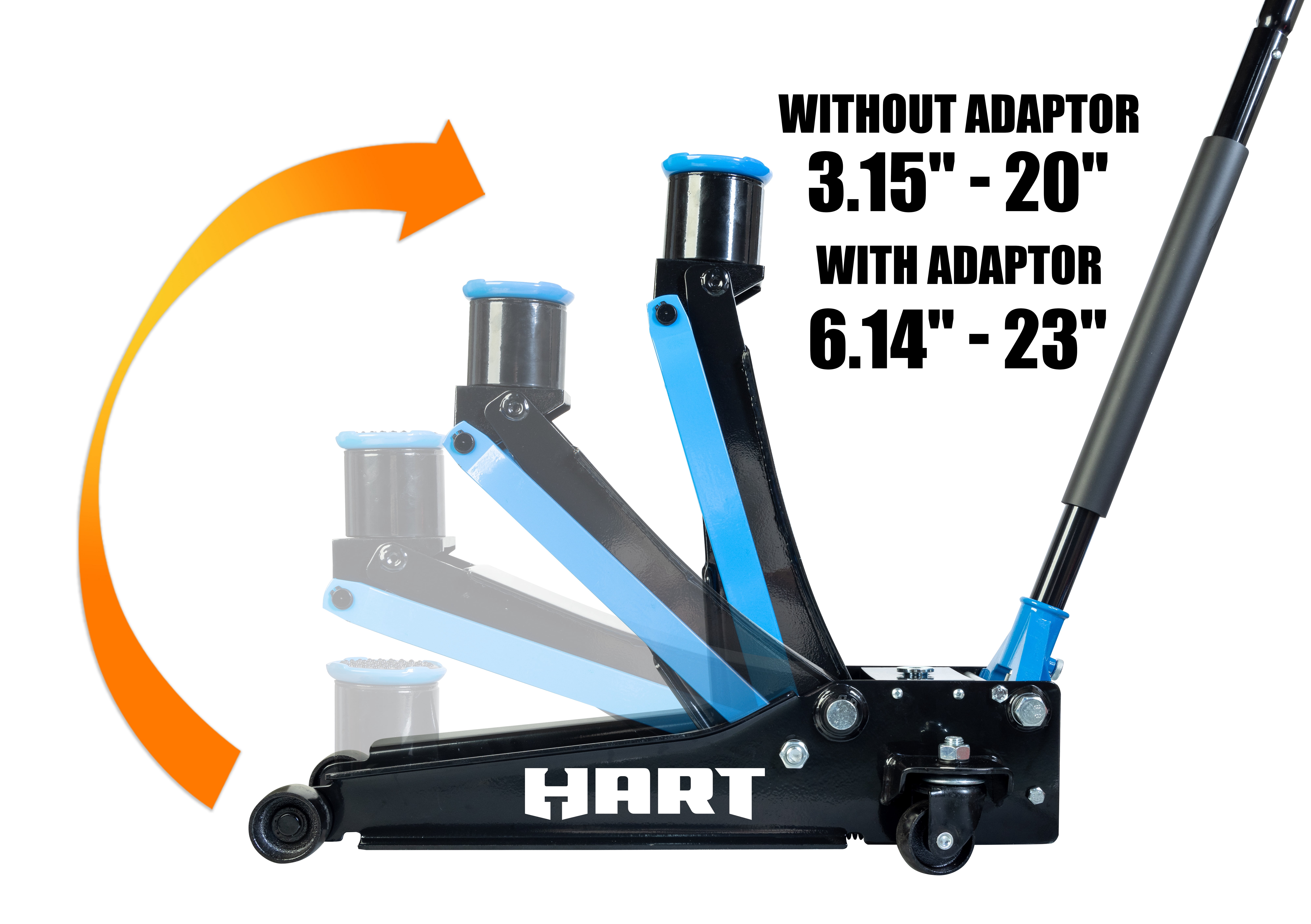 Hart TX830026XH Super Duty Garage Jack with a SUV Adaptor, 3 Ton Black