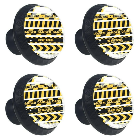 4 Pcs Do Not Cross Knobs for Kitchen Cabinet Cupboard Dresser Bookcase Drawer Pulls Handles Round Home Decor