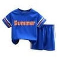 thumbnail image 2 of Toddler Baby Boy Summer Clothes Funny Letter T Shirt Elastic Waist Pockets Shorts Set 2 Piece Outfit, Size 7 Years, 2 of 4