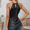 thumbnail image 6 of Sequin Tank Tops Sleeveless Black Sparkle Vest Glitter Tops Elegant Tops Womens Holiday Shirts, 6 of 7