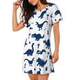 thumbnail image 2 of Balery Cute Cartoon Dinosaurs Camisón de manga corta con cuello redondo para mujer, cómodo y elegante., 2 of 6