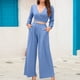 thumbnail image 1 of Conjunto de 2 piezas a juego para mujer elegante top y pantalones de pierna recta traje de chándal de otoño, 1 of 9