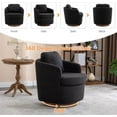 thumbnail image 7 of BISHE Swivel Accent Chair, Oversized 360° Barrel Armchair with Round Wood Base, Comfy Upholstered Lounge Chair for Living Room or Bedroom, Black-Boucle, 7 of 7
