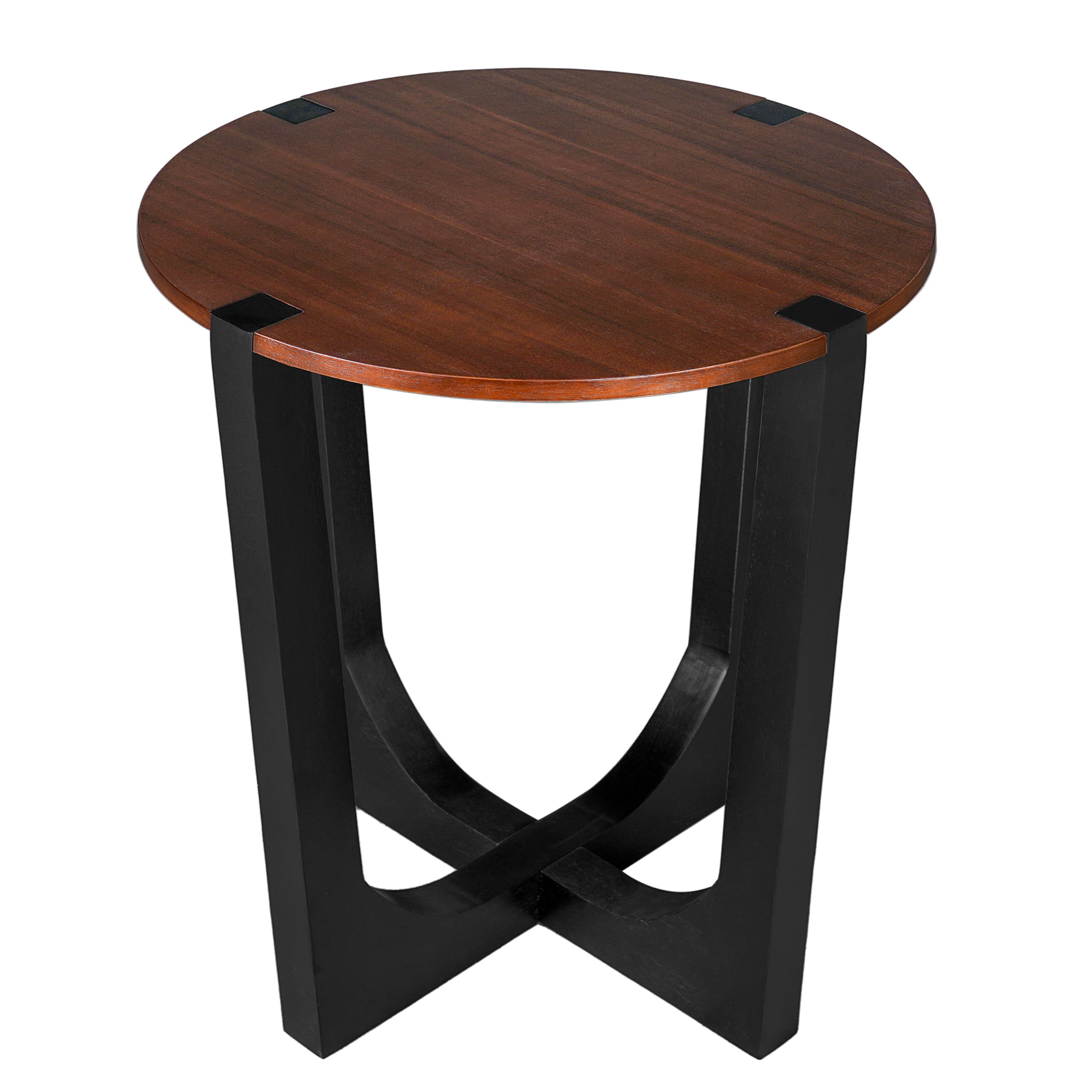 Christopher Knight Home 2-Piece Wood Table Set, Round Coffee Table and Side Table, Cross Bases, Natural+Black