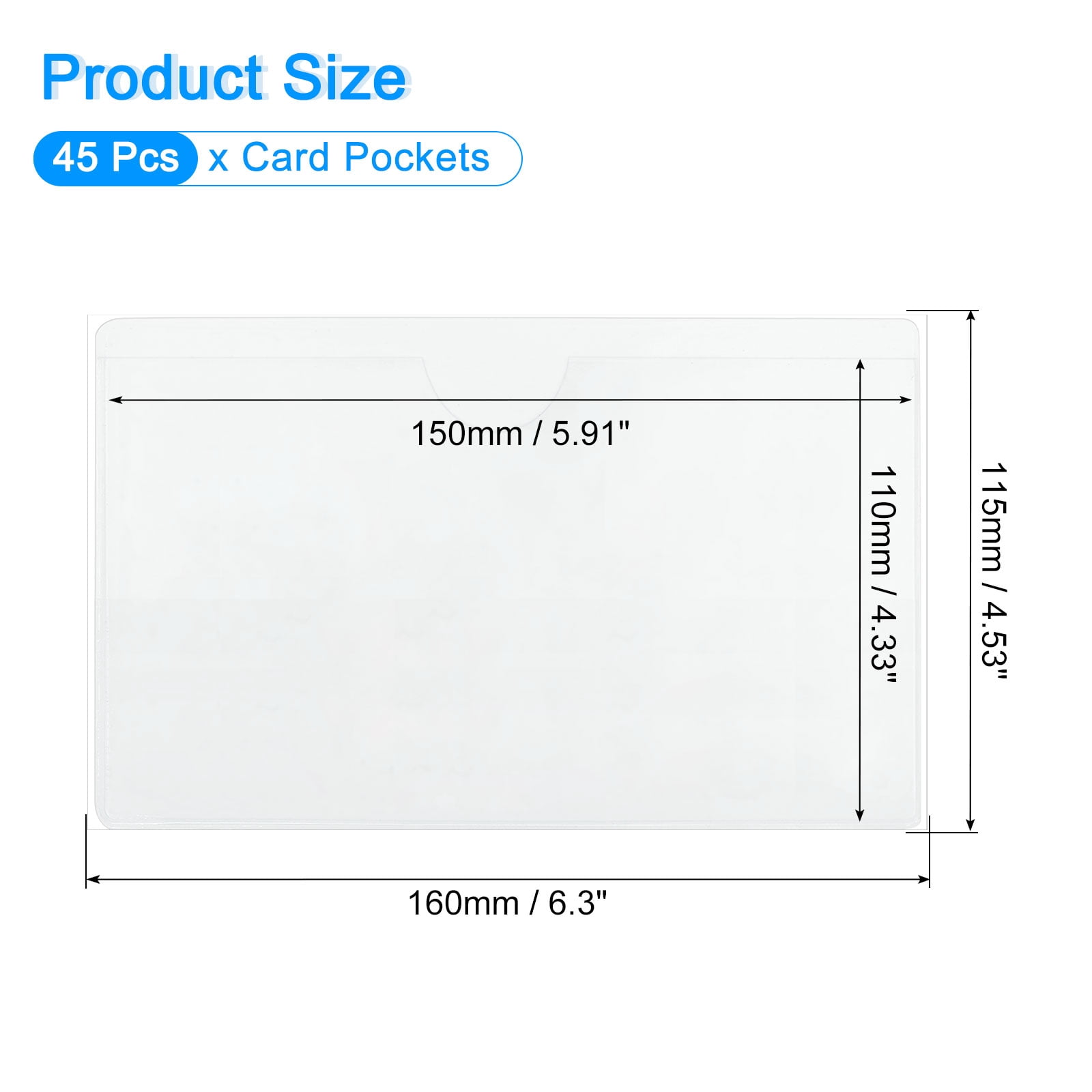 Uxcell 35 Pcs Self Adhesive Index Card Pockets with Top Open, 4.5" x 3.2" Clear Plastic Labels Holders Card Holder for Libraries Organizing and Protecting Index Cards, Transparent