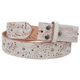 thumbnail image 4 of 1 1/2" Snap On Embossed Vintage Cowhide Full Grain Leather Floral Rivet Perforated Casual Belt, 4 of 4