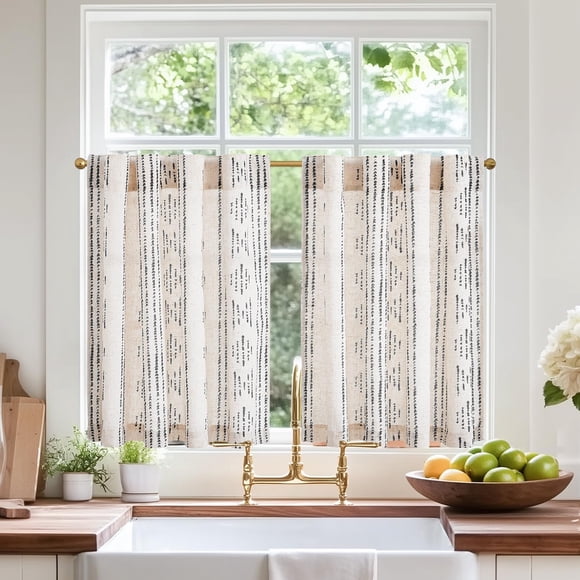 Cortinas Jinchan Boho, ropa de cocina, nivel para cafetería, 138 x 137 cm, 2 paneles