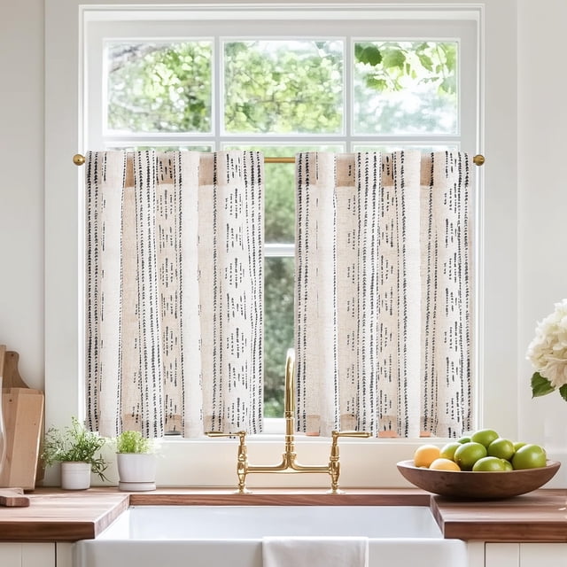 Cortinas Jinchan Boho, ropa de cocina, nivel café, 45 cm, 2 paneles