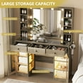 thumbnail image 6 of FANRAL Makeup Vanity with Mirror and Lights,Glass Top Vanity Desk with RGB Cabinets,43.5" Large Dressing Table for Women Bedroom,Grey Vanity, 6 of 7
