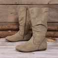 thumbnail image 5 of Women’s Plus Size Round Toe Side Zipper Mid Calf Boots, Low Heel Comfort Mid Shaft Boots, Versatile Casual Winter Boots for Wide Feet Women Khaki 6, 5 of 7