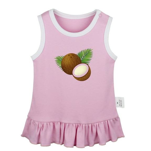 Fruit Coconut Pattern Dresses For Baby, Newborn Babies Skirts, Infant Princess Dress, 0-24M Kids Graphic Clothes (Pink Sleeveless Dresses, 0-6 Months)