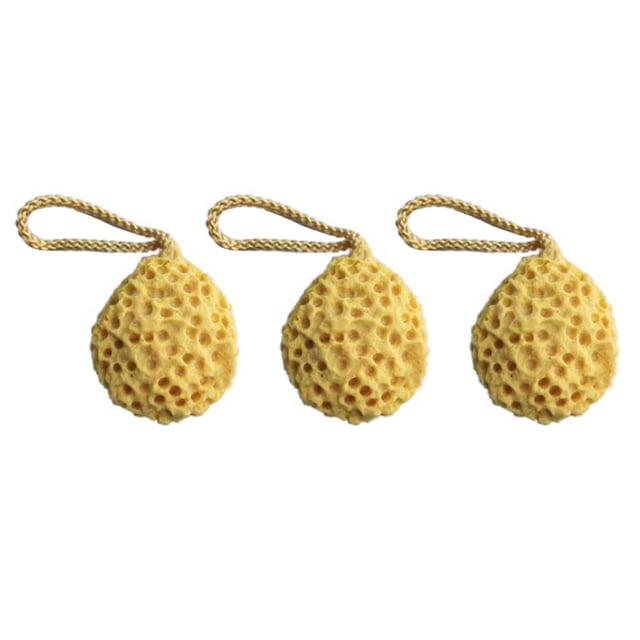 3 esponjas de baño creativas con forma de panal, cepillo de baño hidrofílico natural (amarillo jengibre)