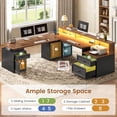 thumbnail image 5 of 76.8" x 72.8" Farmhouse L Shaped Electric Standing Desk with 3 Drawers and Storage Cabinet, 5 of 8