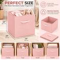 thumbnail image 6 of StorageWorks Soft Pink Cube Storage Bins with Handles, Collapsible Fabric Organizer for Nursery Kids Room and Closet, 4 Pack, 13 Inch, 6 of 8