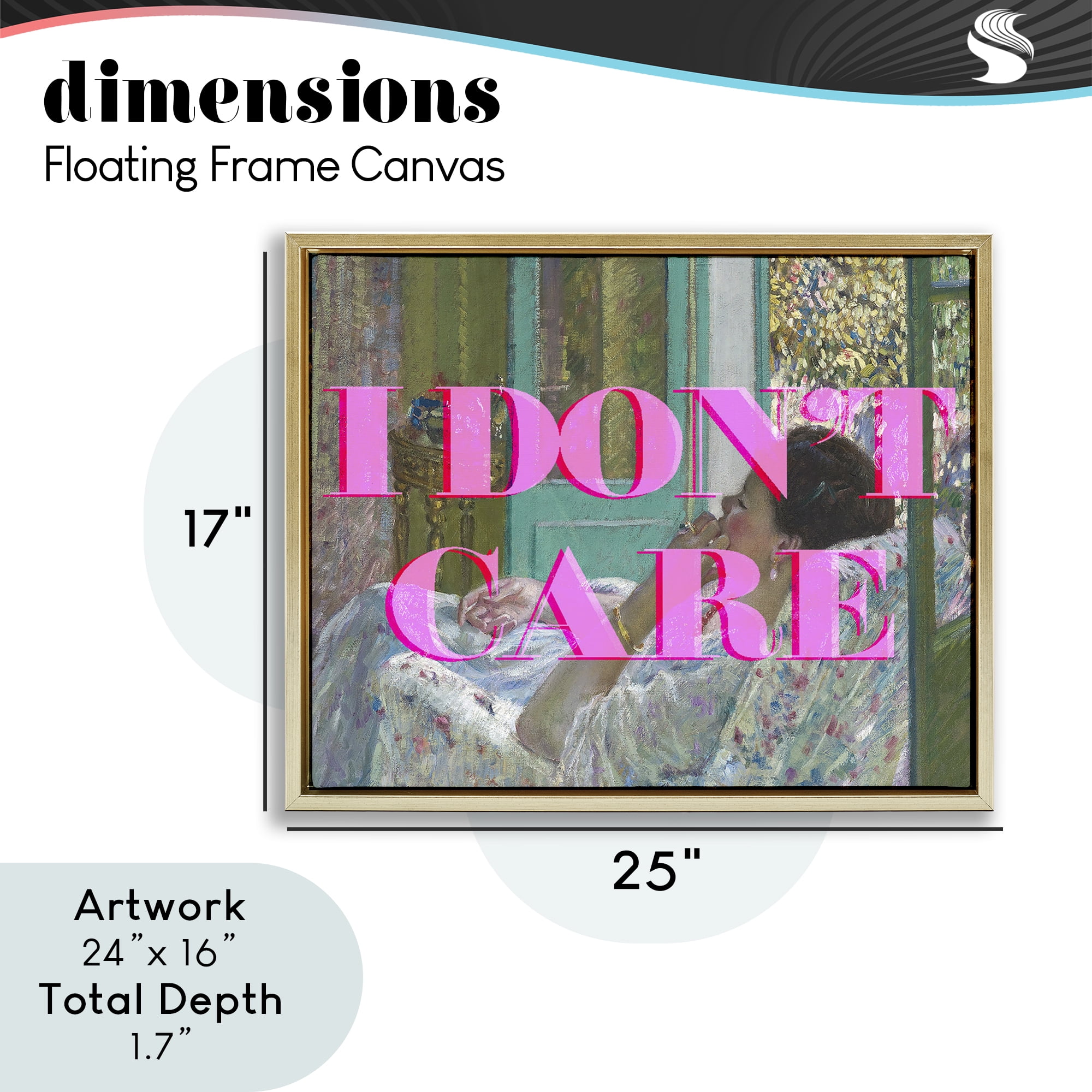 I Don't Care over Classic Painting Gold Framed Floater Canvas Wall Art, design by Lil' Rue