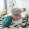 thumbnail image 3 of Nvzi Chunky Knit Round Shaped Throw Pillows with Insert Super Soft Cozy Decorative Handmade Cushions (Pink, Diameter 16"), 3 of 3