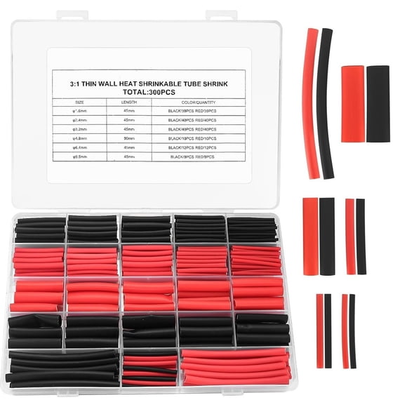 300 Pcs Heat Shrink Tubing Kit, 3:1 Ratio Adhesive Lined,Marine Grade Automotive