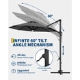 thumbnail image 5 of Qinain 10ft Cantilever Patio Umbrella, 360-Degree Rotation Hanging Offset Market Outdoor Sun Shade w/Lights, Easy Tilt, Cross Base for Backyard, 5 of 7
